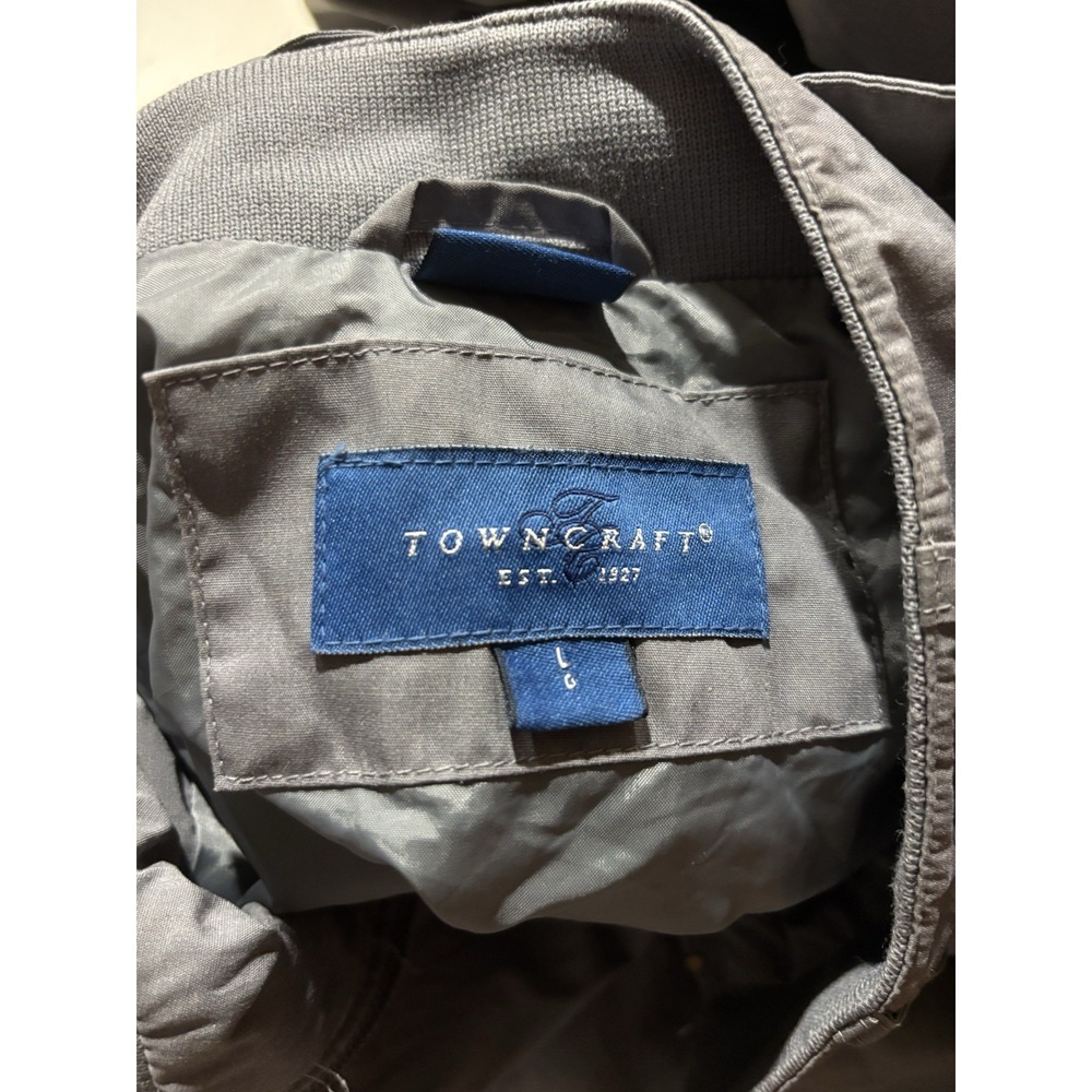 VTG Towncraft Bomber Jacket Men's L Gray Zip Up Epaulet Military Style 80s 90s - Picture 9 of 11